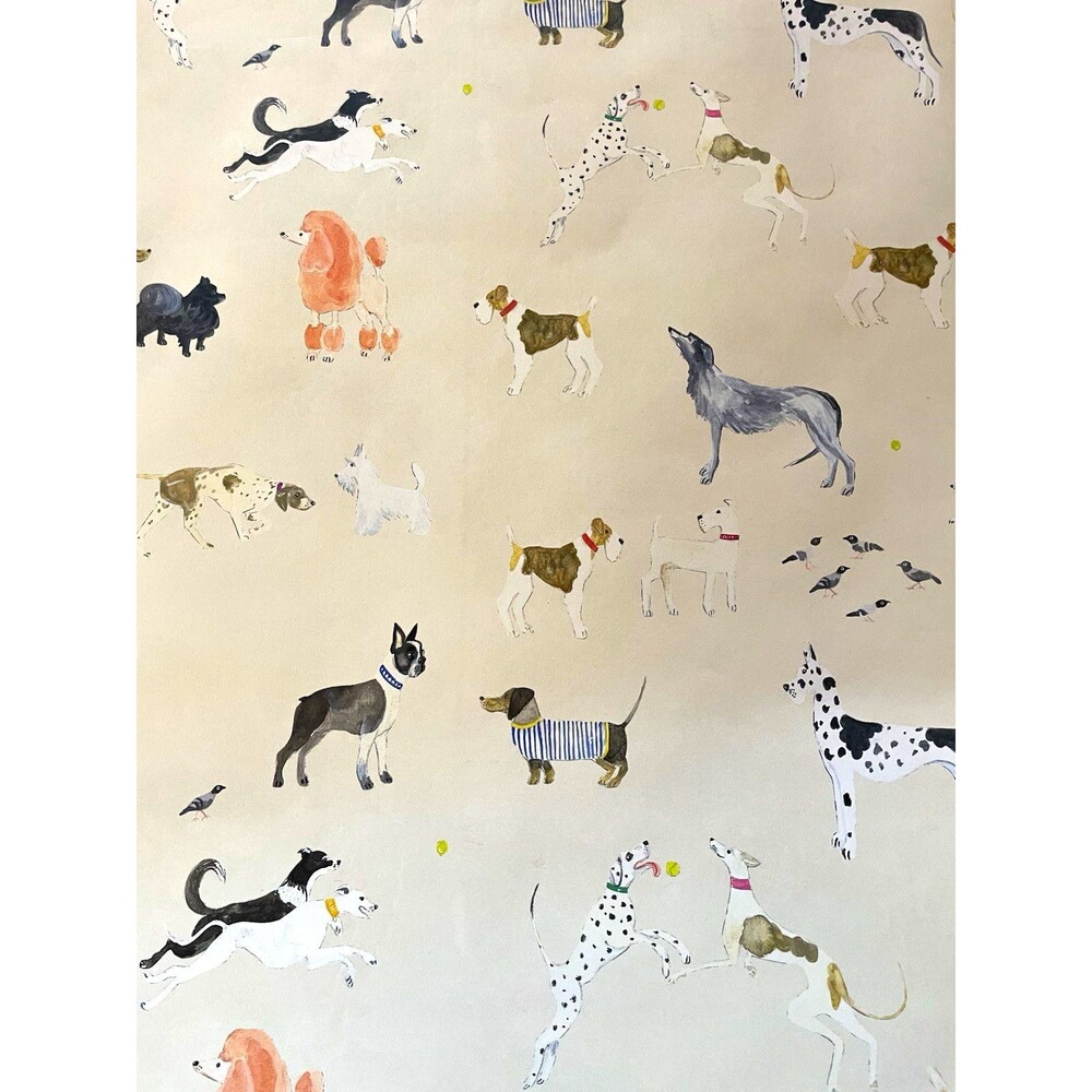 Milton & King Doggies Wallpaper Cream 24" x 33 ft (66 SF) Washable Matte BL065-C